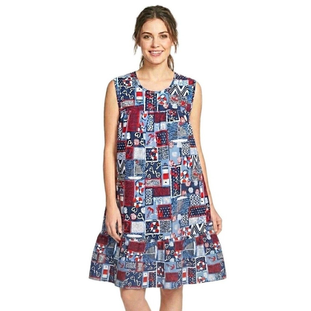 Anthony Richards Y2K Nautical Beach Seashell Mumu Patio Dress Ruffle Women's 1X